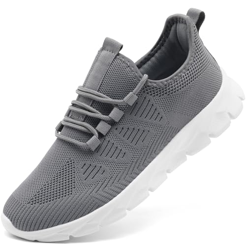 MGNLRTI Herren Schuhe Slip in Turnschuhe Hallenschuhe Laufschuhe Sportschuhe Tennisschuhe Sport Schuhe Männer Fitnessschuhe Gym Sneaker Joggingschuhe Grau Größe 48 EU von MGNLRTI