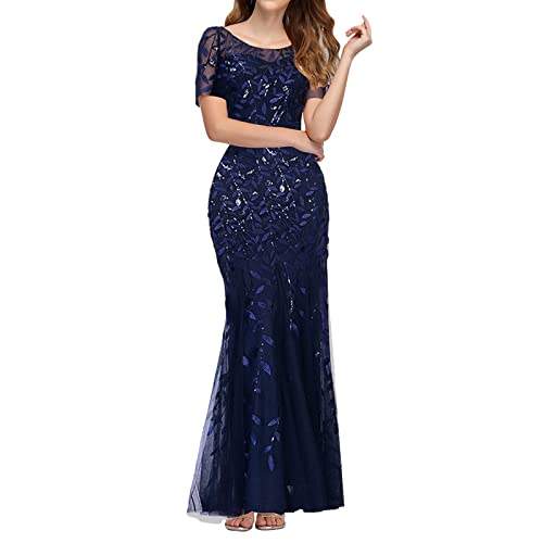 Glitzerkleid für Damen Cocktailkleid Große Größen Paillettenkleid Glitzer Kleid Sexy Pailletten Glitzer Kleid Langarm Partykleider Herbst Partykleid Pailletten Bleistiftkleid Eleganter Bodycon Club von MGSFGlk