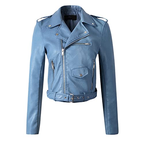 Lederjacke Damen Bikerjacke Große Größe Übergangsjacke Frühling Lederimitat Jacke Kunstleder Kunstlederjacke Mode Lederjacke Beiläufig Jacket Motorrad Jacke Elegant Trachtenjacke Coole Leder Jacken von MGSFGlk