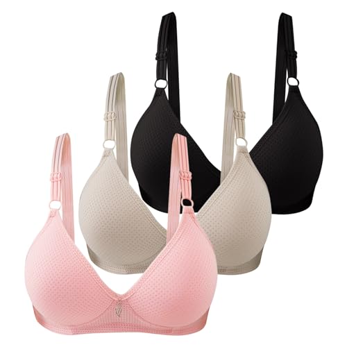 MGSFGlk 3er Pack BH Damen Ohne Bügel Push Up Große Brüste Bustier Bügelloser Comfit Underwear BH Klassische Super Bequemer BH mit Verstellbarem Sport-BHS für Damen Trainings Yoga Fitness Sport von MGSFGlk