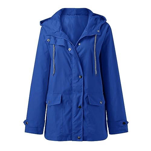 MGSFGlk Dünne Regenjacke Damen XXXL Leicht Sommerjacke Wasserdichte Regencape Grosse Groessen Dünne Fahrradjacke Übergangsjacke Einfach Zu Verstauende Regenparka Kapuzenjacke Wanderjacke Trekking von MGSFGlk