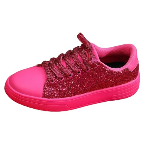 MGSFGlk Glitzer Sneaker Damen Flache Freizeit Pailletten Schuhe Leicht Atmungsaktiv Glitzer Schuhe Bequeme Silber Pailettenschuhe Laufschuhe mit Klettverschluss Outdoor Fitness Turnschuhe Sportschuhe von MGSFGlk