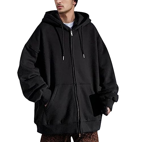 MGSFGlk Hoodies Oversized Y2k Men Kapuzenjacke Mit Kapuze Sweatjacke Warm Pulli Pullover Übergroße Trainingsjacke Zip Up Jacke Reißverschluss Kapuzenpullover Baumwolle Kapuzenpulli Klamotten Training von MGSFGlk