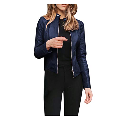 MGSFGlk Lederjacke Damen Übergangsjacke Cool Motorrad Jacke Mode Herbstjacke Kunstleder Steppjacke Warm Lederjacke Frühling Ledermantel Lederimitat Jacke Elegant Trachtenjacke Weiche Leder Jacken von MGSFGlk