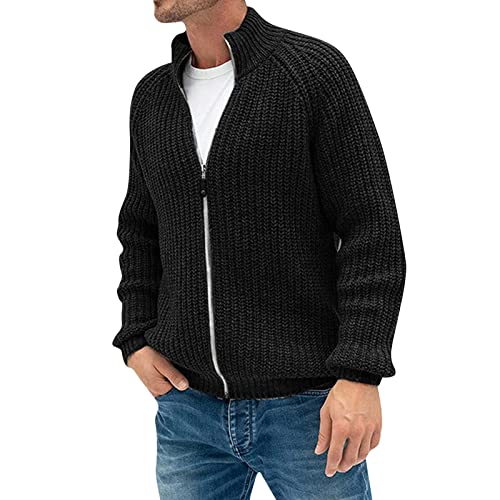 MGSFGlk Winterpullover Herren Pullunder Warmer Häkelpullover Mode Longpullover Leichter Wickelpullover Knitted Gestreifter Troyer Aesthetic Warm Lässig Herbst Outfit Casual Sweater Kurz Pulli von MGSFGlk