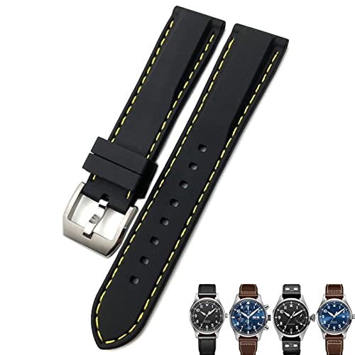 MGTCAR 20 mm, 21 mm, 22 mm, Gummi-Silikon-Armband für IWC Pilot Mark 18 Watch, Sportarmband, Schwarz / Blau, 21 mm, Achat von MGTCAR