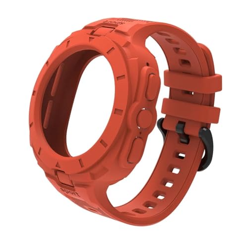 MGTCAR 2IN1 Case Silicone Watch Band for Samsung ultra 47mm Watch Sports Strap of Solid color integrated Watchbands(Orange) von MGTCAR