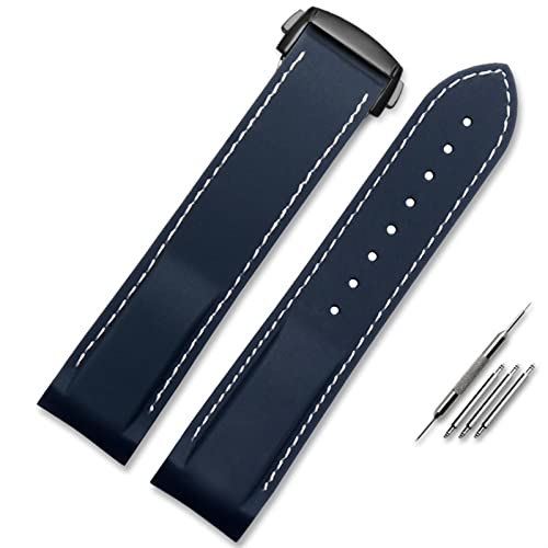 MGTCAR Geeignet für Omega-Uhrenarmbänder mit 20 mm und 22 mm, Silikon-Uhrenarmband mit Faltschließe, gebogenem Ende, Gummiarmbänder, 20 mm, Achat von MGTCAR