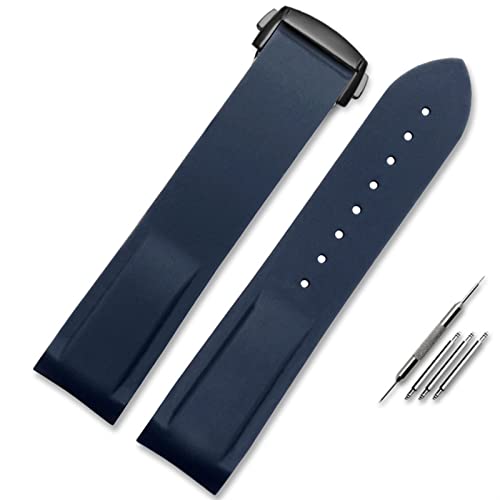 MGTCAR Geeignet für Omega-Uhrenarmbänder mit 20 mm und 22 mm, Silikon-Uhrenarmband mit Faltschließe, gebogenem Ende, Gummiarmbänder, 22 mm, Achat von MGTCAR