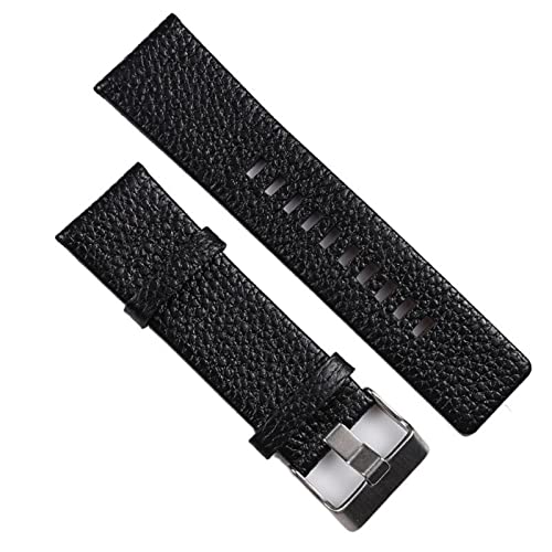 MGTCAR Klassisches Uhrenarmband aus echtem Leder für Diesel, 22, 24, 26, 28 mm, Litschi-Textur, Schwarz / Weiß / Braun, 24 mm, Achat von MGTCAR