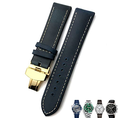 MGTCAR Uhrenarmband aus Leder, 20 mm, 21 mm, 22 mm, für Rolex für Omega Seamaster 300, Hamilton, Seiko, IWC, Tissot-Armband, Schwarz / Braun, 22 mm, Achat von MGTCAR