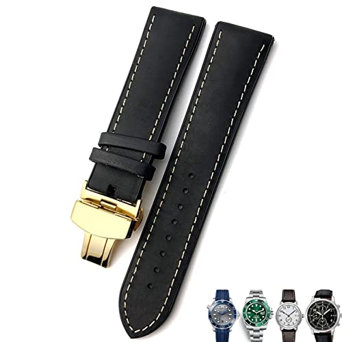 MGTCAR Uhrenarmband aus Leder, 20 mm, 21 mm, 22 mm, für Rolex für Omega Seamaster 300, Hamilton, Seiko, IWC, Tissot-Armband, Schwarz / Braun, 22 mm, Achat von MGTCAR