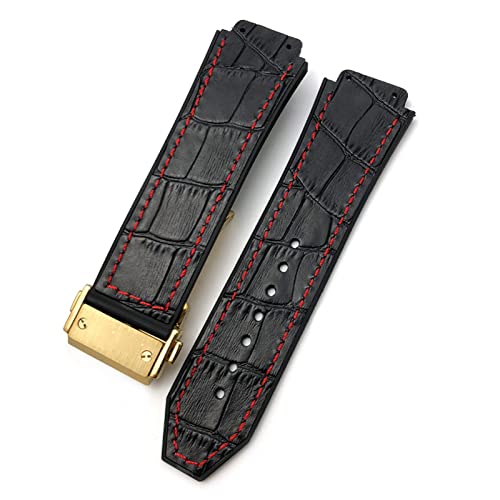 MGTCAR Uhrenarmband aus Rindsleder, 20 mm, 22 mm, 25 mm x 19 mm, passend für Hublot-Uhrenarmband, Kalbsleder, Silikon-Armbänder, 20X14x18mm, Achat von MGTCAR