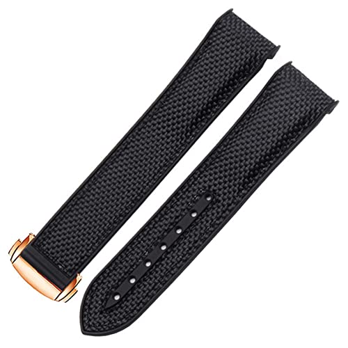 MGTCAR Uhrenarmband für Omega 300 Seamaster 600 Planet Ocean Faltschließe Silikon Nylon Armband Uhrenzubehör Uhrenarmband, 20 mm, Achat von MGTCAR