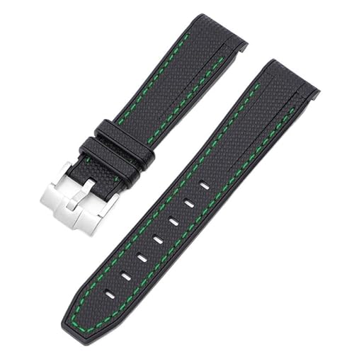 MGTCAR Wasserdichtes Gummi-Uhrenarmband passend für Rolex-Uhrenarmband, 20 mm, Faltschnalle, Uhrenzubehör für Omega-Armbänder, für Männer und Frauen, 20 mm, Achat von MGTCAR