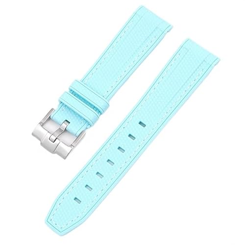 MGTCAR Wasserdichtes Gummi-Uhrenarmband passend für Rolex-Uhrenarmband, 20 mm, Faltschnalle, Uhrenzubehör für Omega-Armbänder, für Männer und Frauen, 20 mm, Achat von MGTCAR