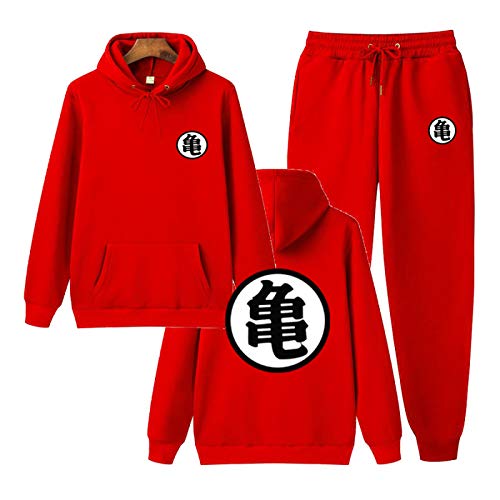 Goku Hoodie Herren Zweiteiler Herren- und Damen Langarm-Kleidung Sweatsuit Goku T-Shirt Rot M von MGTUPK