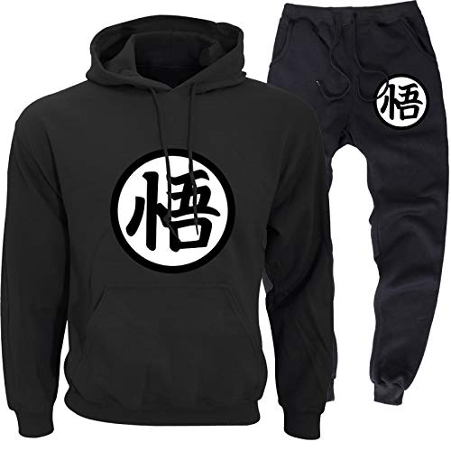 Goku Hoodies Männer Frauen Trainingsanzüge Herren Pullover Anime Freizeitanzug Hoodie + Hose Goku Figur schwarz XXL von MGTUPK