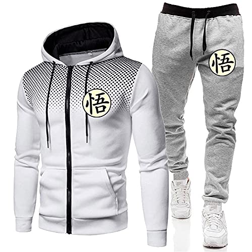 Goku T-Shirt Herren Sweatsuits Jogger Sets Sweatsuit Herren Sport Reißverschlusstasche Hoodie Jogginghose hellgrau + hellgrau XL von MGTUPK