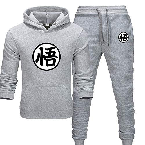 Goku T-Shirt Jungen Hoodie und Hose Set Herren Hoodie Anzug Herbst Winter Casual Sportswear Fashion Grau-1 M von MGTUPK