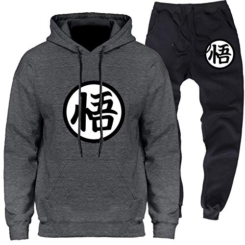 MGTUPK Goku Figur Pop Trainingsanzüge Anzug Herren Pullover Anime Freizeitanzug Hoodie + Hose blau Goku Sport Sweatshirt dunkelgrau M von MGTUPK