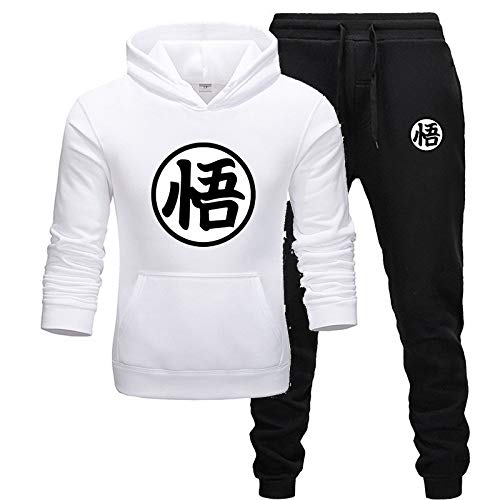 MGTUPK Goku Figure pop Hoodie und Hose Herren Hoodie Anzug Herbst Winter lässig Sportbekleidung Mode Weiß M von MGTUPK