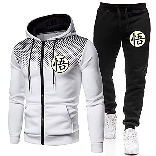 MGTUPK Goku Gym top Damen trainingsanzüge Sweatsuit Herren Sport reißverschluss Tasche Hoodie Jogginghose Goku Sweatshirt hellgrau + schwarz M von MGTUPK