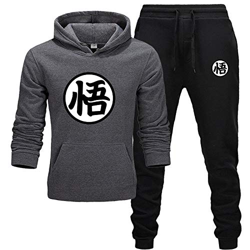 MGTUPK Goku Kostüm Zweiteiler Herren Hoodie Anzug Herbst Winter Freizeit Sportmode Mode Goku Dressing Dunkelgrau L von MGTUPK