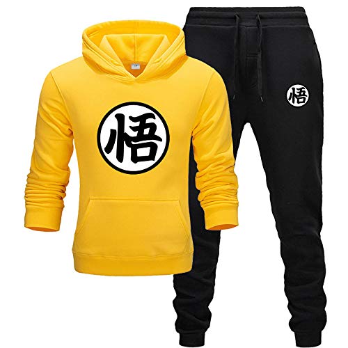 MGTUPK Goku kostüm 2 stück anzüge Herren Hoodie Anzug Herbst Winter lässige sportbekleidung Mode Kind Goku gelb S von MGTUPK