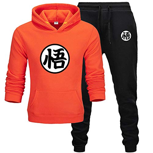 MGTUPK Goku kostüm Erwachsener Hoodie und Hose Herren Hoodie Anzug Herbst Winter lässig sportbekleidung Mode orange M von MGTUPK