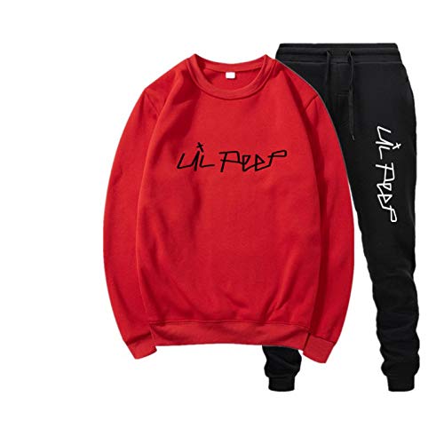 MGTUPK Lil Peep Jumper 2 Stück Outfits Damen Casual Pullover + Sporthose schwarzes Sweatshirt für Damen Rot M von MGTUPK