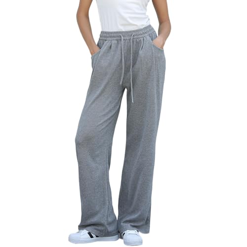 MGizo DtiSpectrum Women's Summer Comfy Cotton Linen Cropped Trousers Wide Leg Lounge Pants with Pockets, Lightgray, XL von MGizo DtiSpectrum