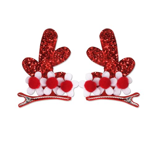 1 Paar Cartoon-Weihnachtsgeweih-Haarnadeln, heiße Mädchen, Pailletten, Haarspange, Festival-Haarspange für Kinder, Zöpfe, Haarspange von MHADBKH