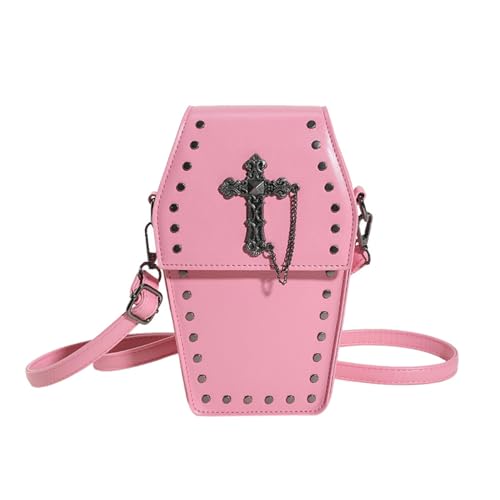2023 Neue Umhängetasche Halloween Sarg Form Geldbörse Kleine Handy Tasche Festival Gothic Tasche Für Mädchen Frauen Niet Handtasche von MHADBKH