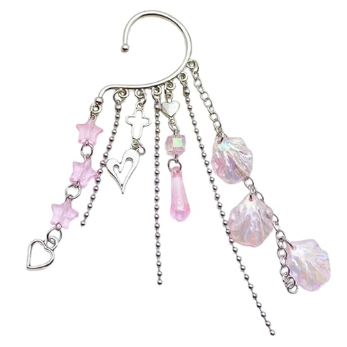 Elegante Muschel-Ohrmanschette, zierlicher Metall-Ohrhänger mit Perlenfransen und Muschel für den täglichen Gebrauch, Verabredungen und Partys Elegante Muschel-Ohrmanschette, zierlicher Metall-Ohrhänger mit Perlenfransen und Muschel für den täglichen Gebrauch, Verabredungen und Partys von MHADBKH