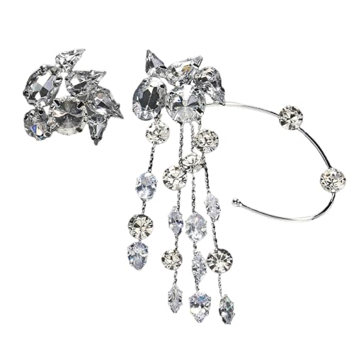 Elegante Strass-Quasten-Ohrmanschette, moderne Strass-Quasten-Ohrringe, Verzierung für Eleganz und Komfort, modische Statement-Ohrringe von MHADBKH