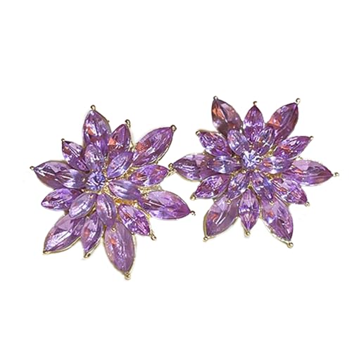 Funkelnde Strasssteine ​​geschichtete Blumenohrringe Hypoallergene Blumenohrohrstollen Modezubehör Für Partys Tragen von MHADBKH