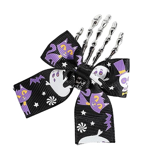 Halloween-Haarspange mit Schleife, Totenkopf, Handform, für Damen, Teenager, Pferdeschwanz, zarte Haarspange, Foto-Haarspange von MHADBKH