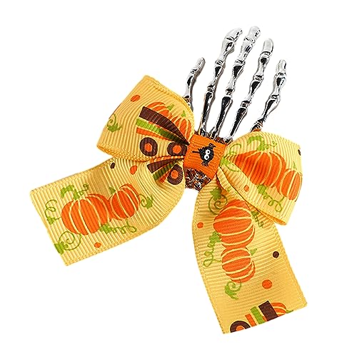 Halloween-Haarspange mit Schleife, Totenkopf, Handform, für Damen, Teenager, Pferdeschwanz, zarte Haarspange, Foto-Haarspange von MHADBKH