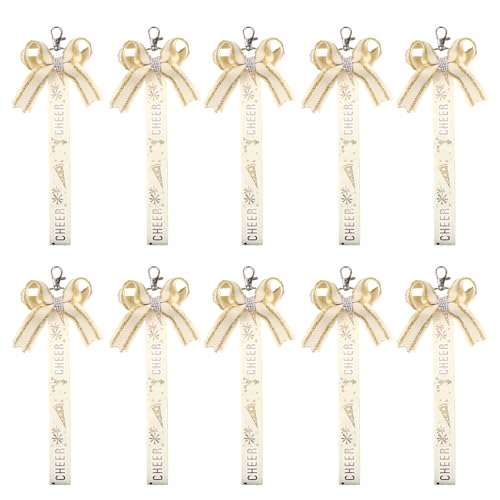 MHADBKH 10pcs Cheerleader Thematisch Mit Schlüsselbund Modische Bows Rinbbon Keyring Für Girls Rucksäcke Und Tasten Stilvolle Schlüsselkette von MHADBKH
