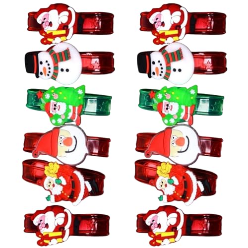 MHADBKH 12 x Cartoon-Weihnachtsarmbänder für Kinder, verstellbare Silikon-Armbänder mit LED-Licht, bequemes Party-Zubehör von MHADBKH