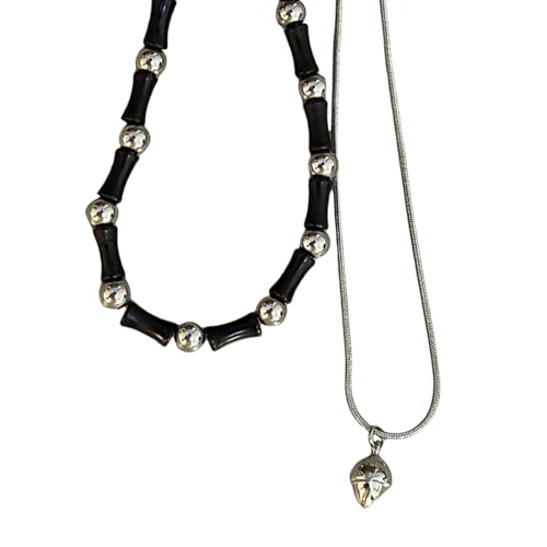 MHADBKH 2-teiliges Halsketten-Set im Vintage-Stil, mit Friedensschnalle, Natursteinperlen, Choker für Damen und Herren, chinesischer Stil MHADBKH 2-teiliges Halsketten-Set im Vintage-Stil, mit Friedensschnalle, Natursteinperlen, Choker für Damen und Herren, chinesischer Stil von MHADBKH