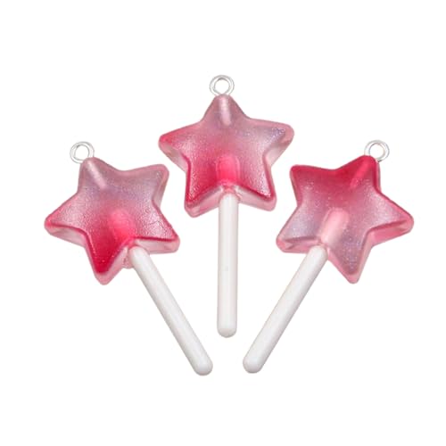 MHADBKH 3 Stück einzigartige Stern-Herz-Lutscher-Anhänger mit stabiler Harzbeschichtung für den täglichen Gebrauch, Circular, Harz, Kein Edelstein von MHADBKH