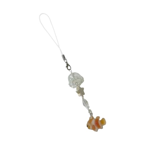MHADBKH Acryl-Clownfisch-Anhänger, Handyband mit Stern, bunt, Perlen, Schlüsselanhänger, vielseitiges Handy- und Taschenzubehör für Damen MHADBKH Acryl-Clownfisch-Anhänger, Handyband mit Stern, bunt, Perlen, Schlüsselanhänger, vielseitiges Handy- und Taschenzubehör für Damen von MHADBKH