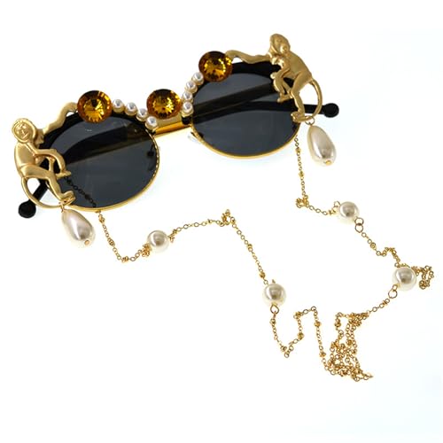 MHADBKH Barock-Perlenketten-Sonnenbrille mit Sonnenschutz für modische Frauen, einzigartige Stile, alle passenden Outdoor-Brillen, barocke Perlen von MHADBKH