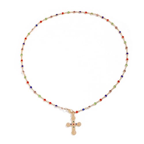 MHADBKH Bunte Zirkonia-Kreuz-Anhänger, Halskette, stilvolle Halskette, Schmuck, Charm, auffällige Kreuz-Anhänger, Halskette, Zink, Kein Edelstein MHADBKH Bunte Zirkonia-Kreuz-Anhänger, Halskette, stilvolle Halskette, Schmuck, Charm, auffällige Kreuz-Anhänger, Halskette, Zink, Kein Edelstein von MHADBKH