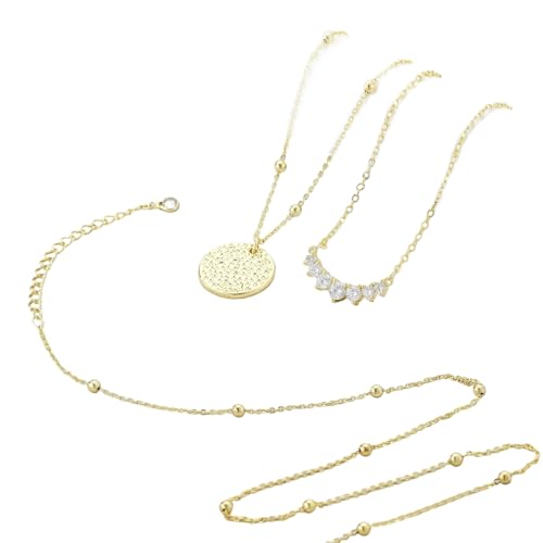 MHADBKH Elegante Halskette, stapelbar, Schlüsselbeinkette, handgefertigt, runder Anhänger, Schmuck für Frauen und Mädchen, Kupfer, Kein Edelstein MHADBKH Elegante Halskette, stapelbar, Schlüsselbeinkette, handgefertigt, runder Anhänger, Schmuck für Frauen und Mädchen, Kupfer, Kein Edelstein von MHADBKH
