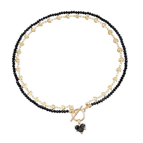 MHADBKH Elegante Halskette mit Herz-Zirkonia-Anhänger und stabiler Kette für Damen und Mädchen, einzigartige Stile, Freizeitkleidung, Metall, Kein Edelstein von MHADBKH