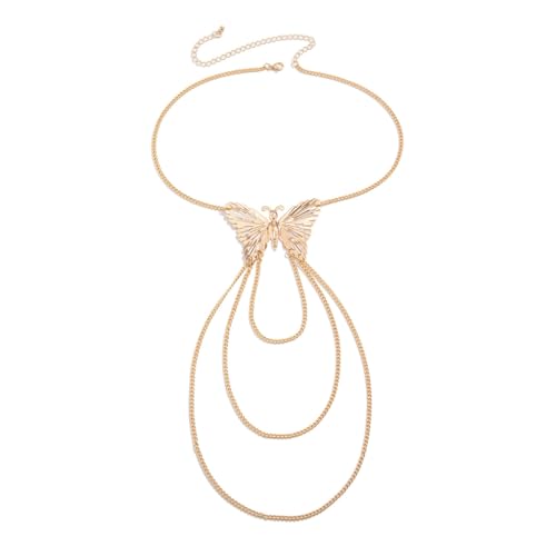 MHADBKH Elegante Schmetterlings-Quasten-Arm-Manschette, Armreif, verstellbar, offene Quasten, Oberarmkette, Armband, Hochzeit, Brautschmuck, Eisen, Kein Edelstein von MHADBKH