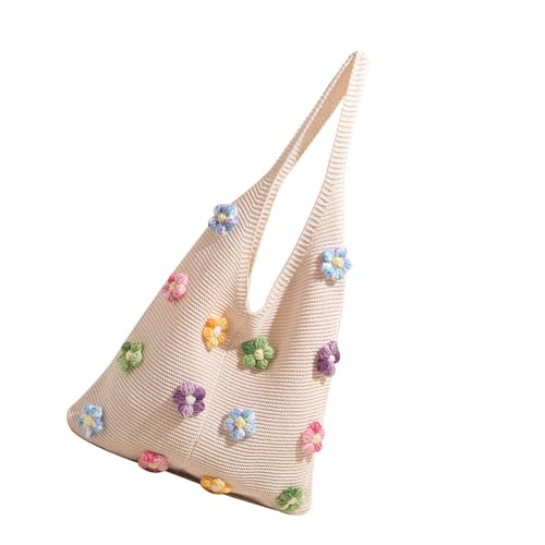 MHADBKH Elegante Umhängetasche mit Blumenmuster, leichte und praktische gestrickte Häkeltaschen für den täglichen Gebrauch und einfaches Kombinieren mit koreanischer Geldbörse, farbe, One Size von MHADBKH